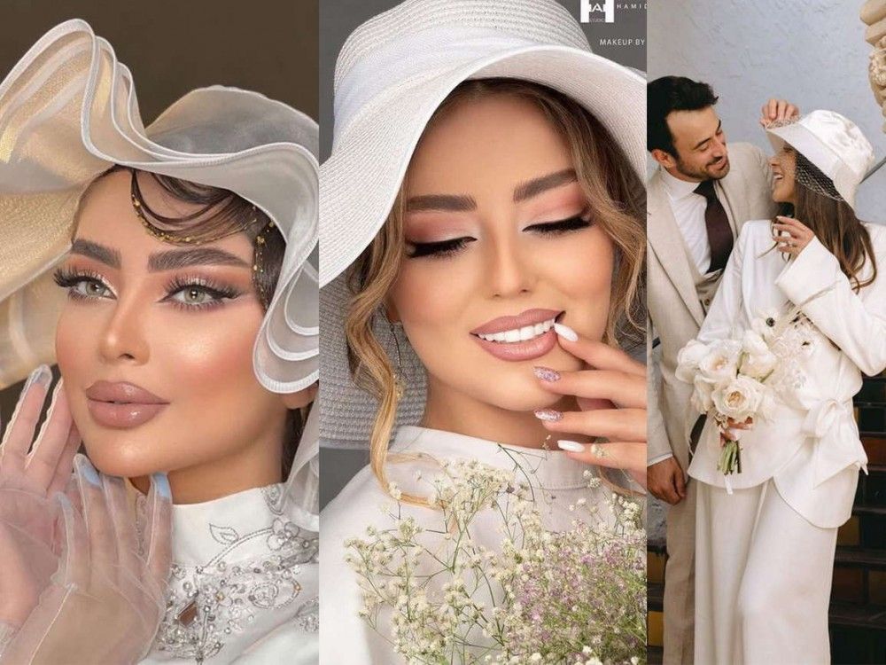 کلاه عروس برای عقد | 20 مدل کلاه عروس برای عقد و عروسی با آرایش و مدل موی مناسب با آن