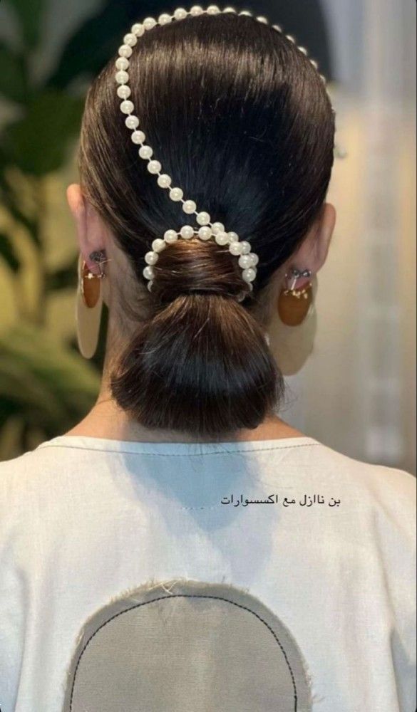 مدل شینیون مرواریدی | ترند جدید شینیون مو با مروارید 1404 برای عروس و خانم های لاکچری پسند