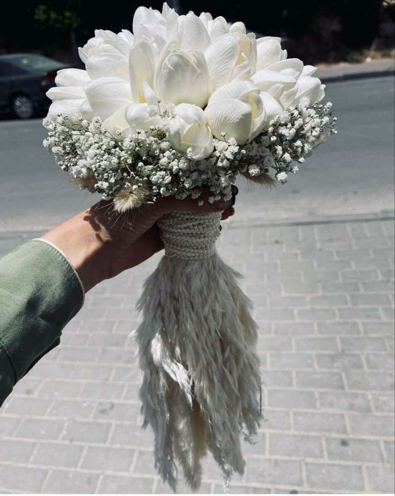 دسته گل عروس لاله طبیعی | 30 مدل دسته گل عروس لاله طبیعی سفید و قرمز یا صورتی لاکچری