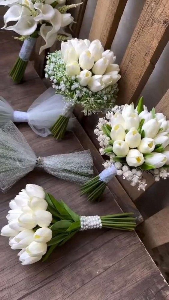 دسته گل عروس لاله طبیعی | 30 مدل دسته گل عروس لاله طبیعی سفید و قرمز یا صورتی لاکچری