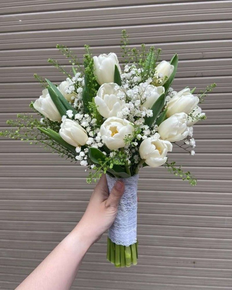 دسته گل عروس لاله طبیعی | 30 مدل دسته گل عروس لاله طبیعی سفید و قرمز یا صورتی لاکچری