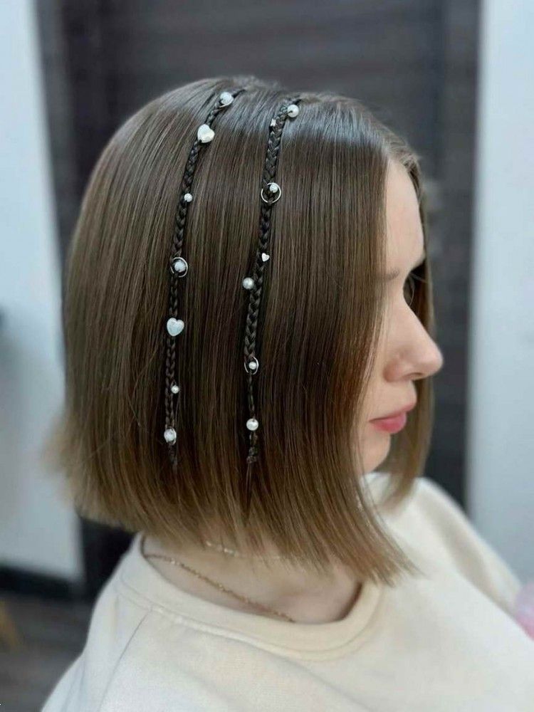 مدل موی دخترانه با مروارید | 25 مدل موی ساده دخترانه با مروارید در سبک بافت و شینیون