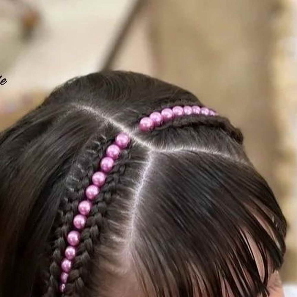 مدل موی دخترانه با مروارید | 25 مدل موی ساده دخترانه با مروارید در سبک بافت و شینیون