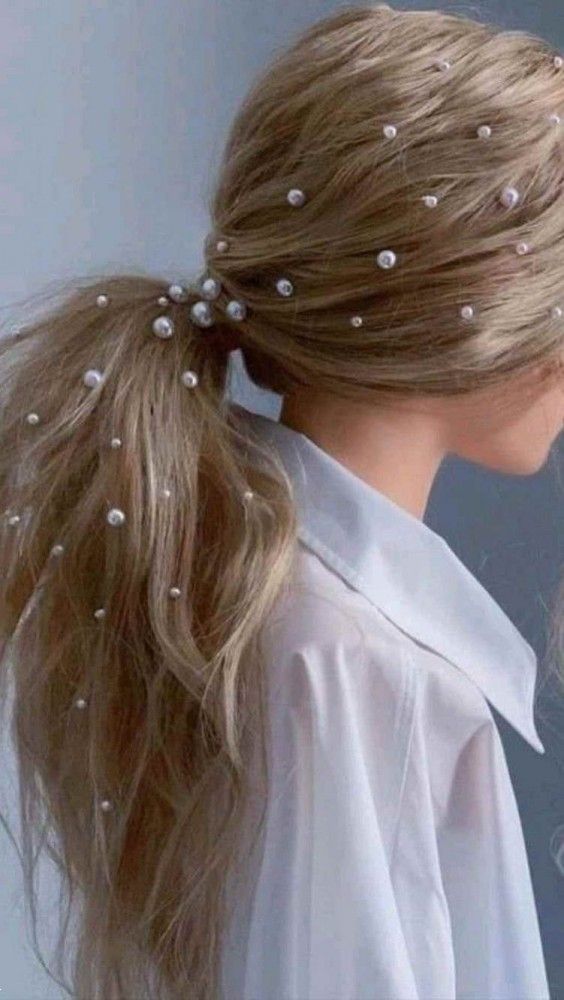 مدل موی دخترانه با مروارید | 25 مدل موی ساده دخترانه با مروارید در سبک بافت و شینیون