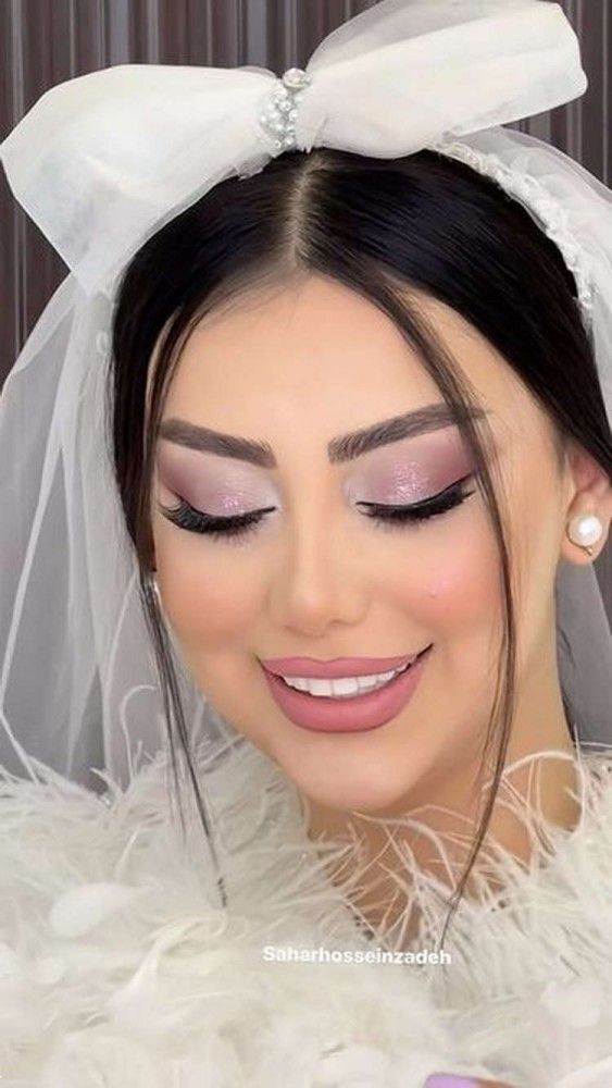 ارایش عروس با رژ صورتی | 25 ارایش عروس با رژ صورتی در تناژهای مختلف