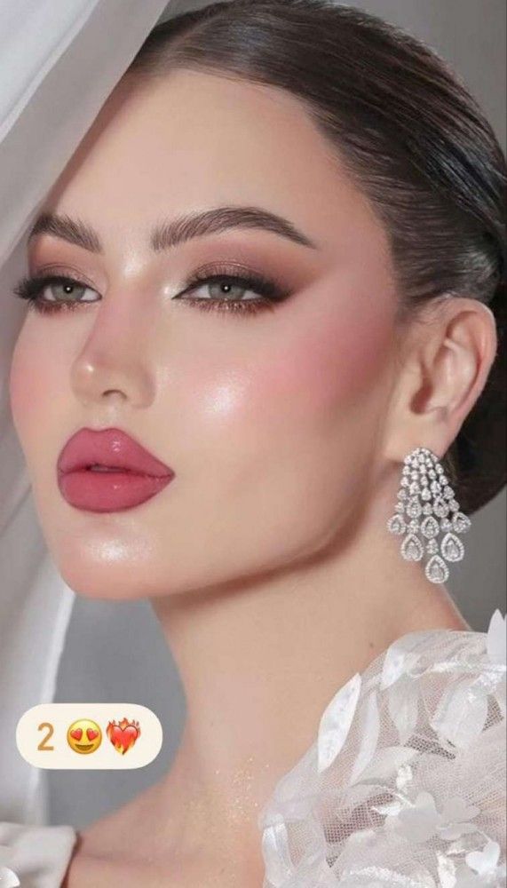 ارایش عروس با رژ صورتی | 25 ارایش عروس با رژ صورتی در تناژهای مختلف