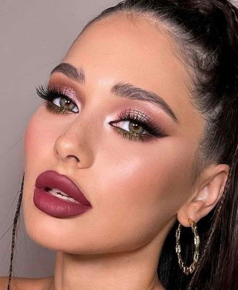 آرایش صورت برای لباس زرشکی | 25 آرایش صورت با لباس زرشکی برای عروسی و مهمانی ها