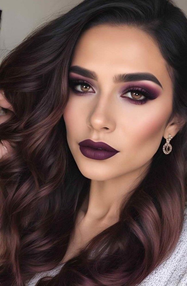 آرایش صورت برای لباس زرشکی | 25 آرایش صورت با لباس زرشکی برای عروسی و مهمانی ها