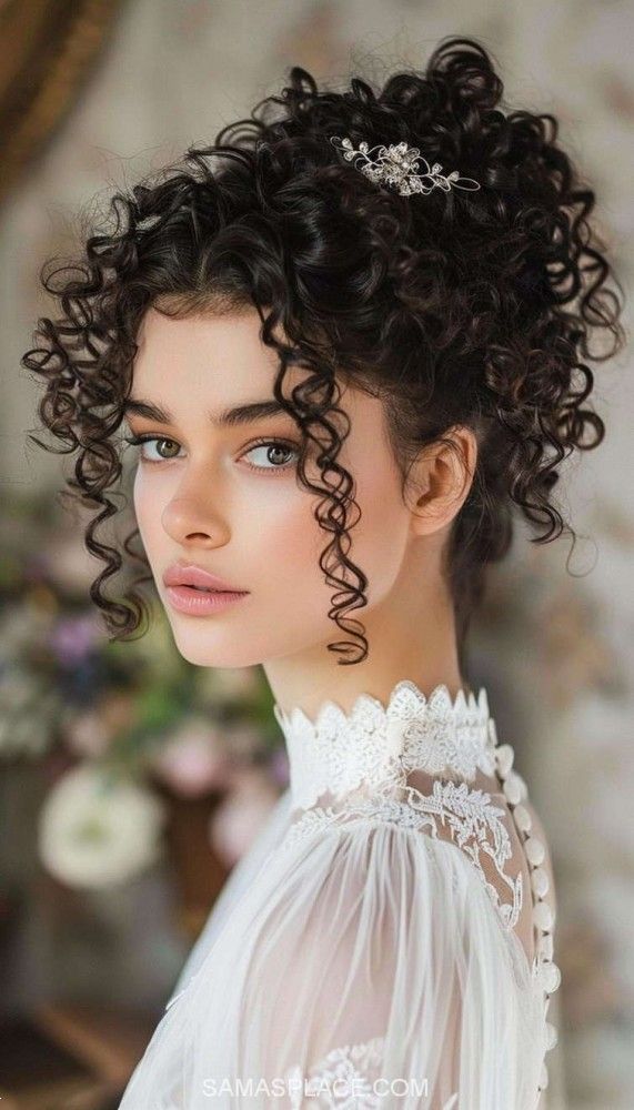 شینیون موی فر دخترانه | 25 مدل شینیون برای موهای فر ریز و درشت برای عروسی