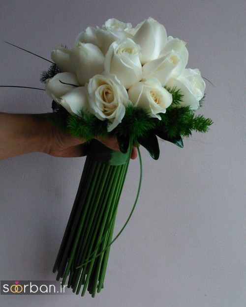 مدل دسته گل عروس با رز سفید