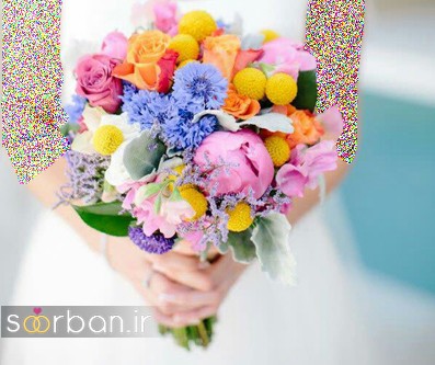 دسته گل عروس با رنگ های شاد و زیبا 2018