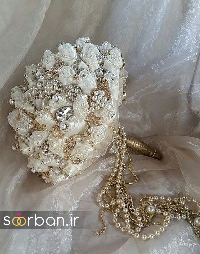 دسته گل عروس با مروارید - سری جدید