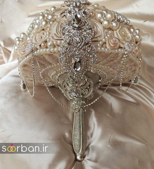 دسته گل عروس با مروارید - سری جدید