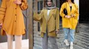 مانتو خردلی رنگ 1401 جدید و مزونی از شیکترین ژورنالهای نوروز [کوتاه و بلند]