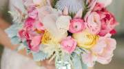 دسته گل عروس با رنگ های شاد و زیبا 2018