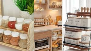 چیدمان جا ادویه ای | ایده های ناب چیدمان جا ادویه ای روی اپن و کابینت ویژه عروس ها و خانم های باسلیقه