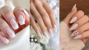 مدل ناخن عروس شیری | جدیدترین مدل‌های خاص و شیک ناخن عروس شیری ساده، ژلیش و اکلیلی ۱۴۰۴ + مناسب عقد و عروسی!