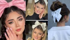 مدل مو با پاپیون مجلسی | 20 مدل مو با پاپیون های پارچه ای و گیپوری و ساتن