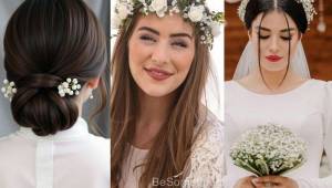 مدل مو عروس با گل طبیعی | 20 مدل شینیون باز و بسته عروس با گل طبیعی برای همه سلیقه ها