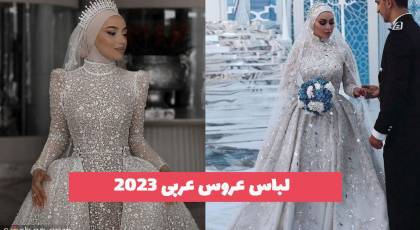 33 مدل لباس عروس عربی 2023 پف دار و پرنسسی دو دامنه (آستین دار)