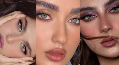 آرایش با لنز | 20 ایده آرایش با لنز طوسی و آبی و سبز برای عروسی و دورهمی های خودمانی