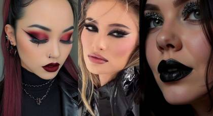 میکاپ دارک | میکاپ دارک دخترانه 1404 با رژ لب سیاه و سایه چشم های تیره و خاص برای همه سنین